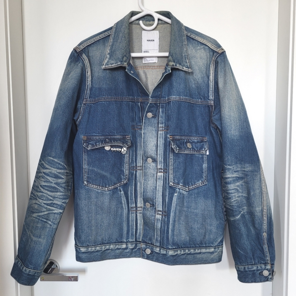 HAVEN Men Denim Washed Blue Vintage Jacket